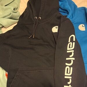 Carhartt Black Hoodie with White Logo Accents